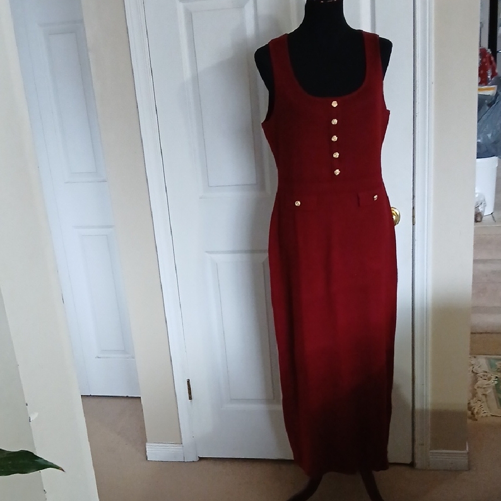 PrettyGarden Chic Rust Burgundy  Button-Front Design  Knit Dress